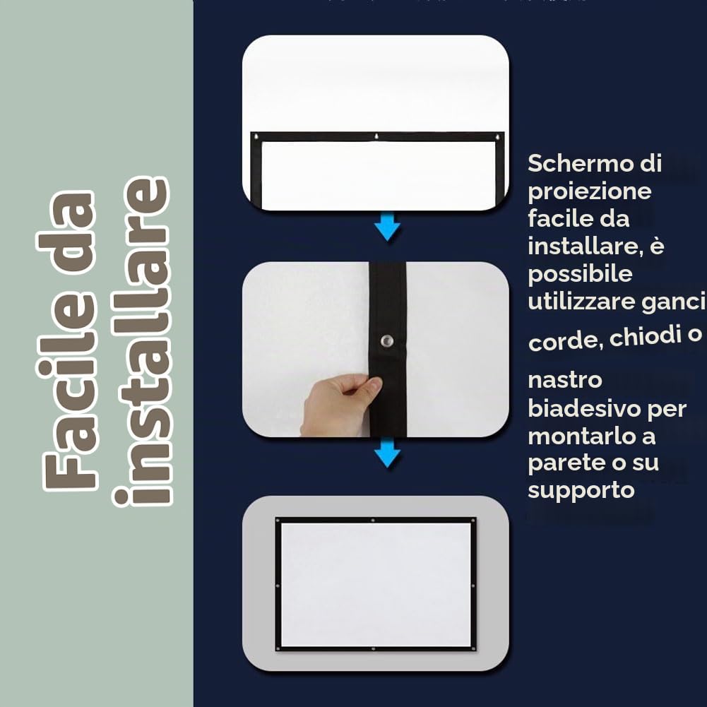 Schermo per Proiettore da 300 Pollici, Schermo per Proiezione di Film 16:9, Schermo per Proiezione Esterna per Scuola Casa Interno(300in(663x373cm))