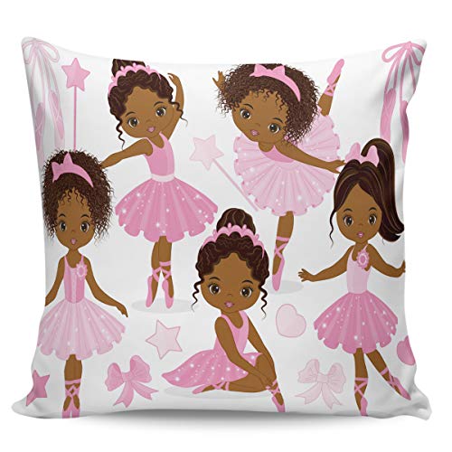 Roses Garden Throw Pillow Cover Cute Girl Ballerina Dancer Gymnastic Pattern Pillow Case Square Cushion Cover Super Soft Brushed Fabric Room Decor Pillowcase For Home Couch Sofa Bed, 16" X 16" #TOP1