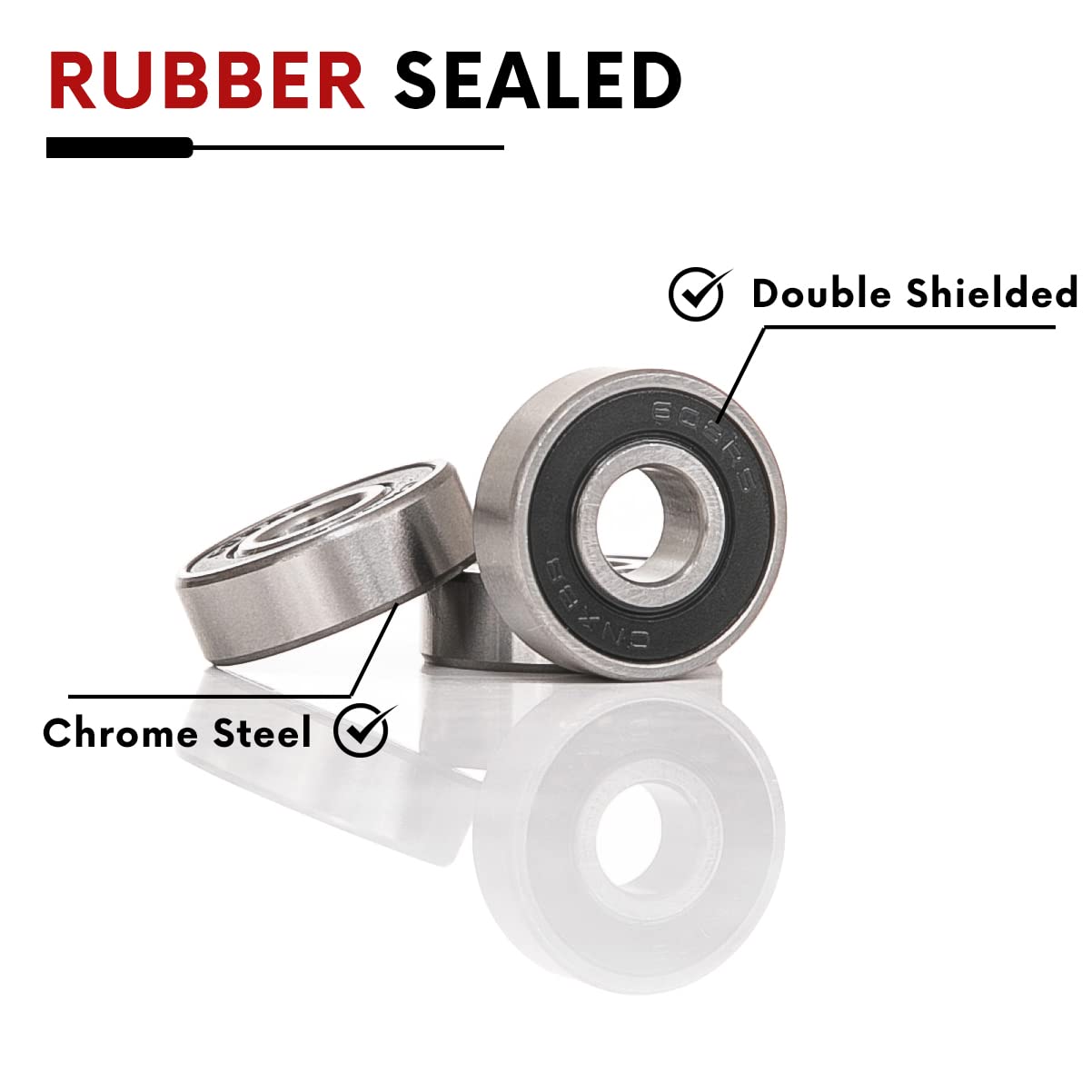 10 PCS 608-2RS Double Black Rubber Sealed Deep Groove Ball Bearings 8x22x7mm, Deep Groove Ball Bearing ABCE-3 Pre-Lubricated, Chromium Bearing Steel (608-2RS-BK, 10) 608-2RS-Black 10 image 2 of 6 B09N126SC7