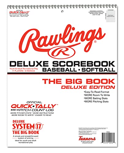 Rawlings Deluxe System-17 Baseball Scorebook, BLK, 24...
