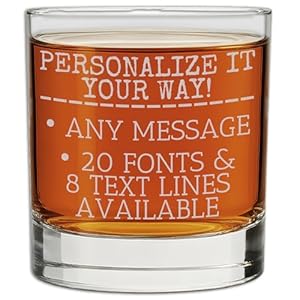 Personalized Fathers Day Engraved 11oz Whiskey Glass, Custom Dad Gifts, Etched Bourbon Glass, Customized Father Birthday for Him Husband Groomsmen Gifts, Unique Message, Your Text Here