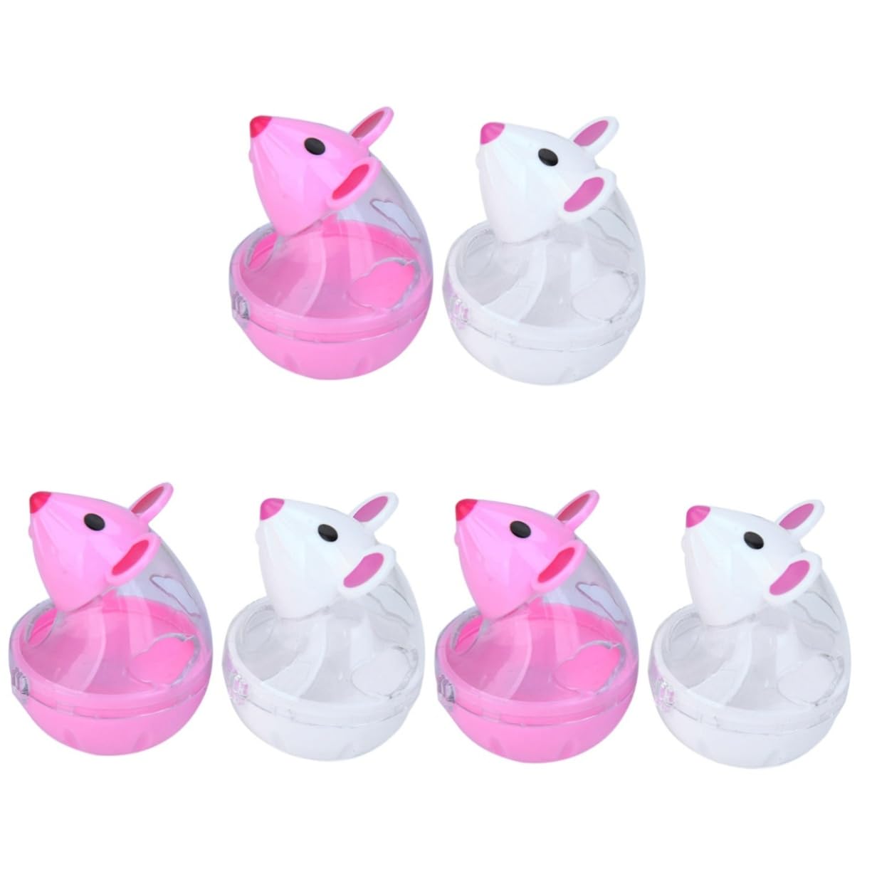 DOITOOL 6pezzi Dispenser Snack Automatico Per Gatti Gioco Interattivo Forma Di Topo Per Alimentazione Con Design Perdite Bianco e Rosso