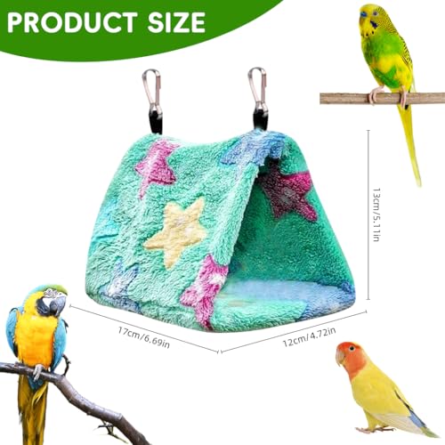 Image of Qpets Hanging Bird Hammock Bird House for Cage, Plush Bird Nest with Removable Liner for Lovebirds, Budgies, Cockatiels & Small Birds (17x12x13cm)