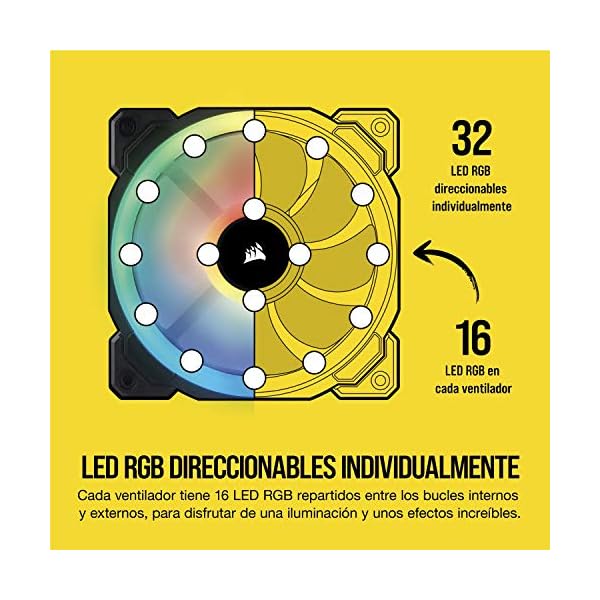 Corsair LL140 RGB Ventilador de PC (140 mm, Doble Halo RGB LED PWM) con Lighting Node PRO, paquete de 2 piezas - Image 4