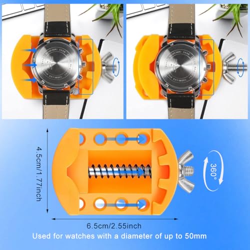 Image of Serplex Watch Repair Tool Kit with Case Opener, Tweezers, Precision Screwdriver & Case Holder, Watch Back Removal Tool Set with Accessories for Battery Replacement, Only for Grooved Watches