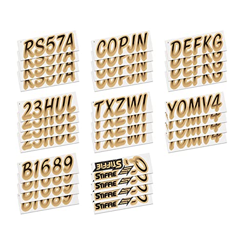 Image of STIFFIE Whipline Black /Tan 3 inch Boat & PWC Registration Decals • Numbers Letters Stickers