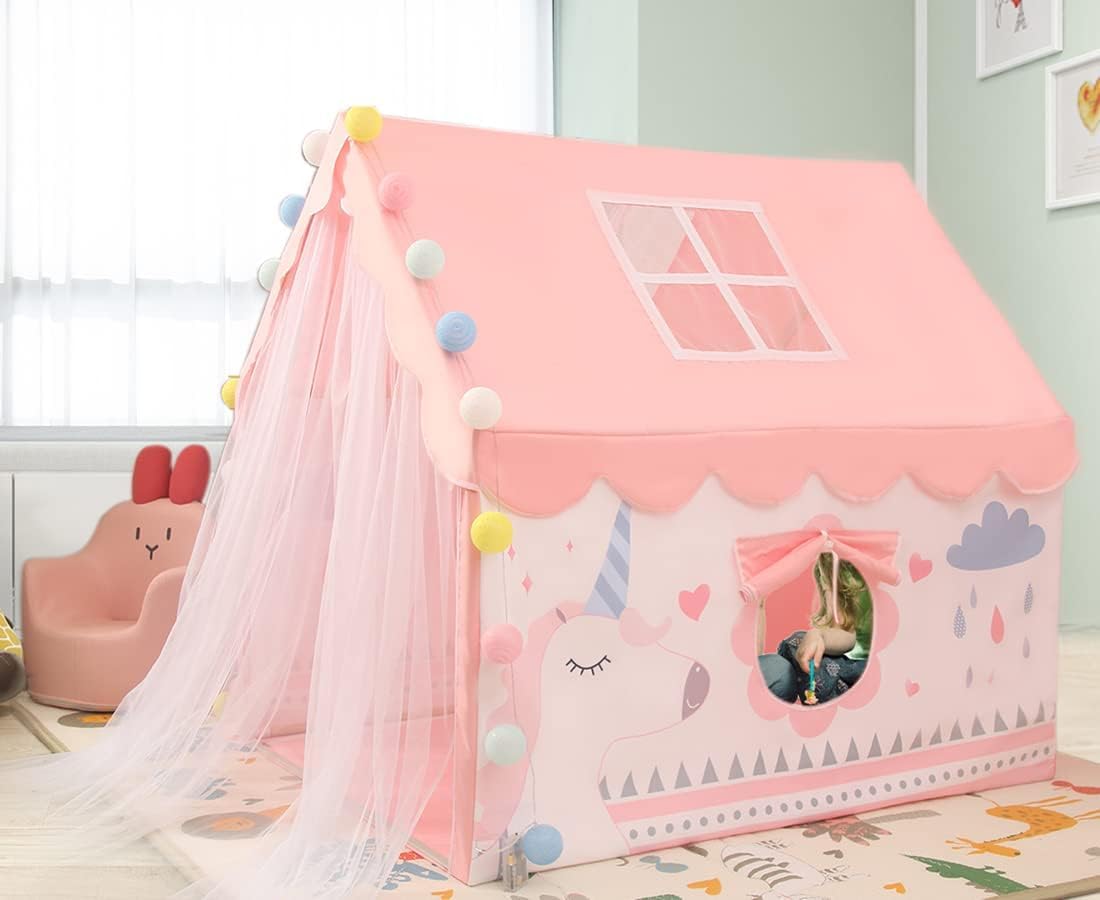 Jumbo Size Light Weight Kids Play Tent House for 3-13 Year Old Kids Girls and Boys Tent House Theme (Pink Horse) (B0CNPXC6L7) Amazon Price History, Amazon Price Tracker