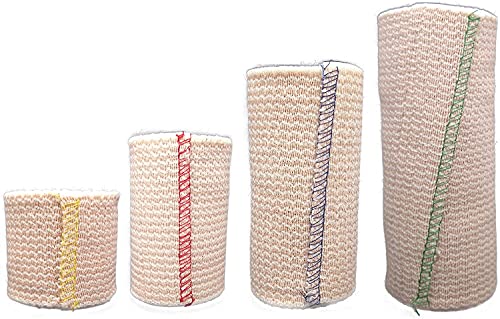 Elastic Bandage Wrap With Self-Closure [Pack Of 3] Comfort Athletic Compression Roll, 5 Yards Stretched For Customized Compression On Knee, Ankle, Wrist - Plus A Vakly First Aid Kit Guide (4 Inch) #TOP7