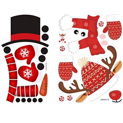 OSALADI 2 pegatinas de Navidad para nevera, muñeco de nieve, Papá Noel, decoración de fiesta de Navidad (rojo blanco 2)