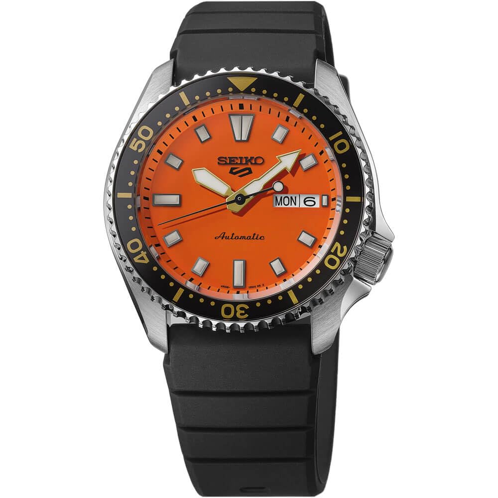 SEIKO オレンジ壁掛け 時計 QA465Y レトロポップ SRPL89 Seiko 5 SKX 42.5mm - Orange on Rubber Strap : Amazon.ca