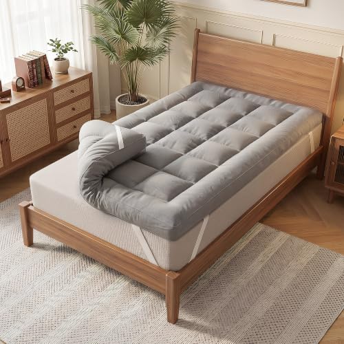 Wowttrelax Surmatelas 90x190 cm, Épaisseur 8 cm, Surmatelas Ultra-Confortable, Doux Et Respirant, Conception Ergonomique, sur Matelas 2 Personnes, avec Sangles Élastiques Résistantes (90x190x8cm)