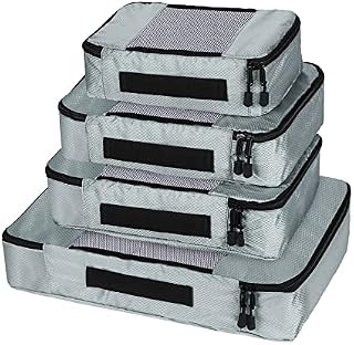 Coolzon Packing Cubes for Travel Luggage Suitcase Organiser Compression Storage Pouch with Clothes Shoe Bag Set of 4 Packs Grey