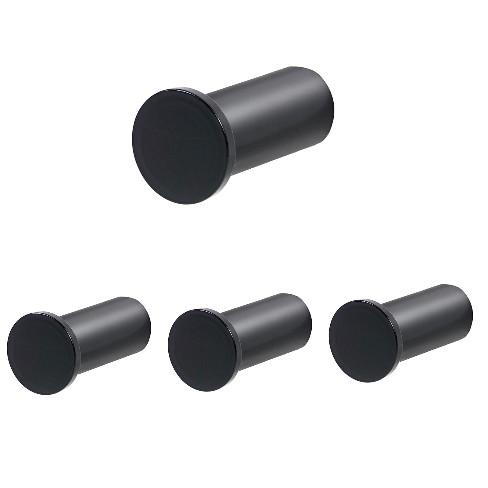 Feligio Colgador Toalla Baño Negro Redondo, Ganchos Pared con Tornillo, Colgador Baño Max 30kg, Percha de Acero Inoxidable 304, Para Cocina Dormitorio, 4 Piezas