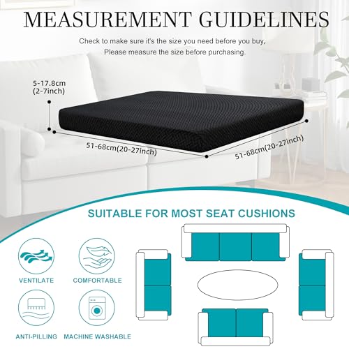 Image of 14Pcs Stretch Patio Cushion Covers,Outdoor Couch Covers Replacement,Outdoor Couch & Sofa Slipcovers,for Patio Furniture Cushion Covers,Washable Reusable Furniture Protector (Black,Cover Only)