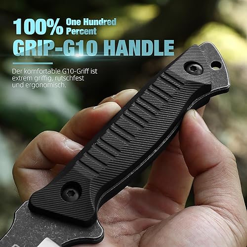 Omesio KNIFE-LD-MANGSHE Tanto Fixed Blade Knife With Kydex Sheath, Outdoor Survival Knife, Tactical Knife Full Tang 420 Stonewashed Steel G10 Handle thumb #2