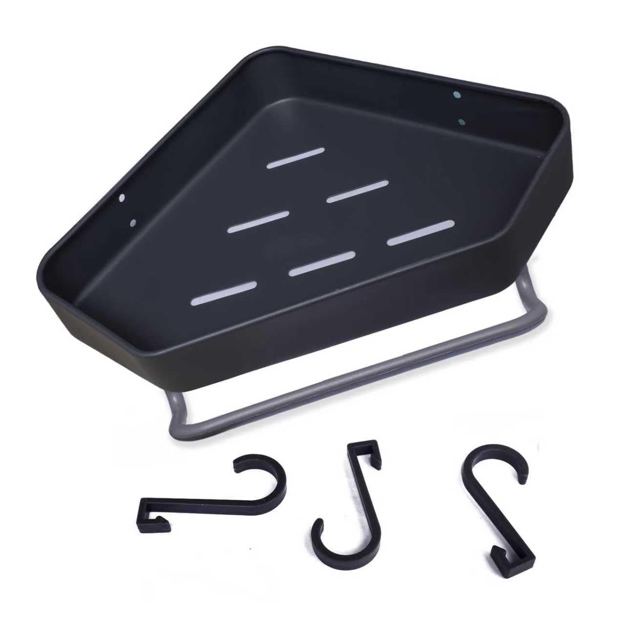 Corner Shower Caddy Hanging Shower Organizer Corner Rack No Drilling with Hooks and Hanging Rail for Family Renters