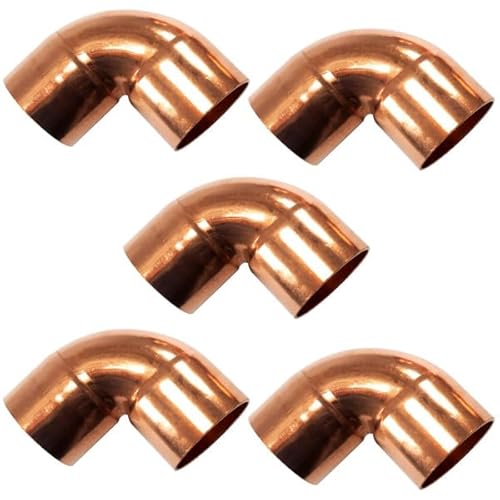 Appli Parts AP-C158B5 1-5/8 90 Degree Elbow Short Turn Copper Pipe Fittings CxC Sweat Connections for Refrigeration, air Conditioning and Plumbing Applications ACR and Type L Copper Pipe (5 x Bag)