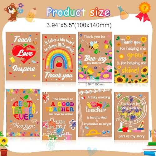 HOWAF 16pcs Teacher Appreciation Gifts in Bulk 8 Teacher Notebooks and 8 Teachers Pens, Notebooks Inspirational Gift for Teachers Office Gift Supplies Thank You Teacher Notebooks Ballpoint Pens - Image 4