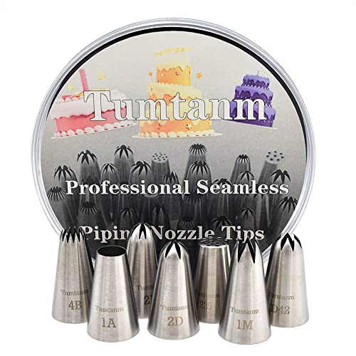 Tumtanm Paquete de 7 boquillas de tubería grandes, boquillas de glaseado sin costuras, boquillas de decoración de pasteles para fiestas y bodas Cover