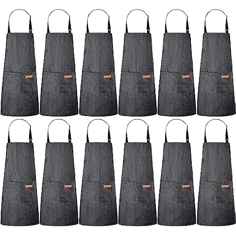 Handepo 12 Pcs Black Striped Aprons Cover