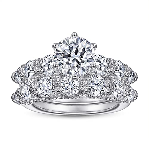 Bague Femme en Argent massif avec double anneau au pavé précieux KnSam