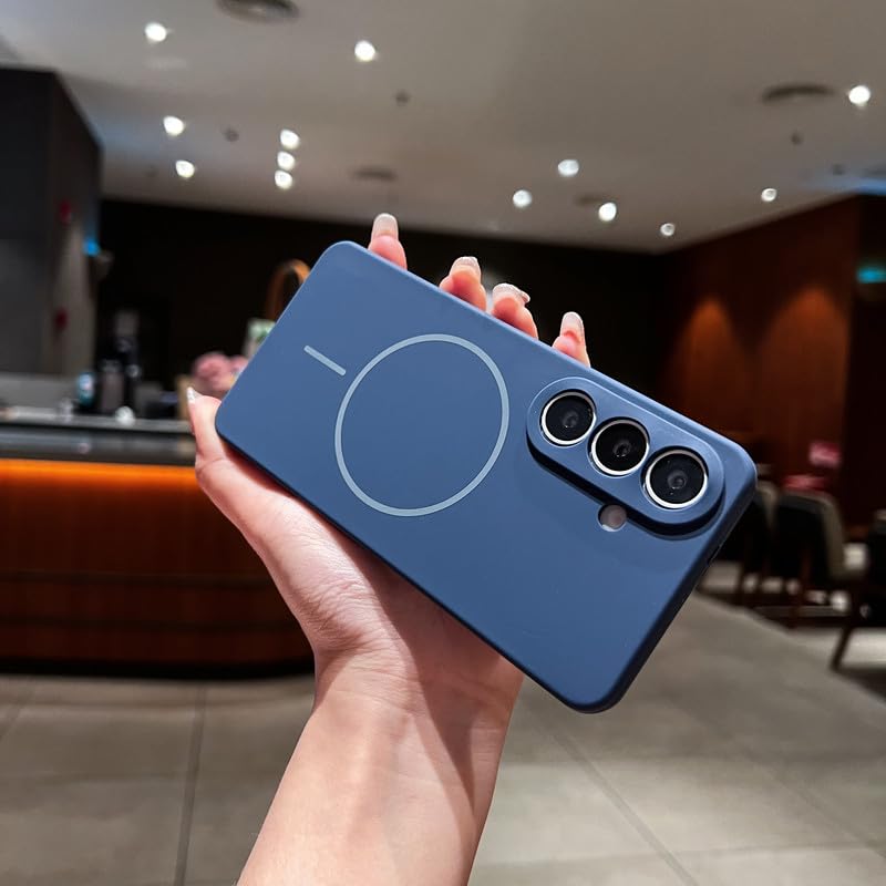 Image of LuxuryKase Silicone Magnetic Case for Samsung Galaxy S26 | Soft Microfiber Lining | MagSafe Support | Shockproof Protective Cover | Precise Cutouts | Slim Fit Design - Blue