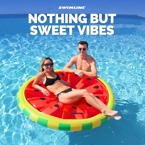 Swimline Watermelon Slice Floating Pool Island Red/Green 60'' Diameter by Swimline - Image 3