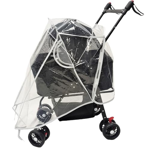 Image of Dog Stroller Accessories，Unisize Pet Stroller Rain Cover, EVA Transparent Waterproof & Windproof Cover for Snow Rain Wind, Foldable Universal Fit for Most Dog & Cat Strollers