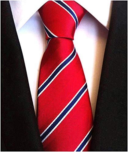 Image of Elfeves Men's Modern Striped Patterned Formal Ties College Daily Woven Neckties