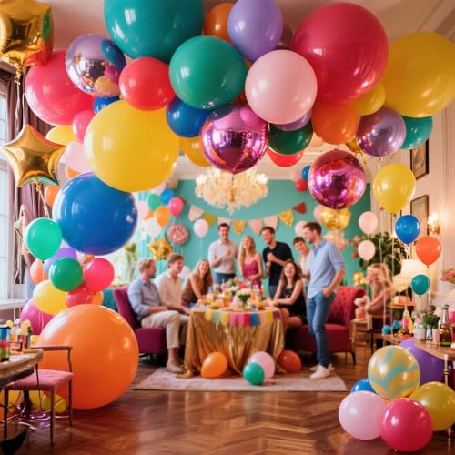 Image of 32Pcs Big Balloons 18 Inch Assorted Colors, Round Large Latex Party Balloons for Birthday Wedding Decorations.