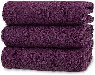 ATEN Homeware Pure Cotton Terry Towels Set - Stylish Pack of 3 Kitchen Towels 50 x 50 cm, 100% Ring Spun Egyptian Cotton Super Soft and Absorbent (Purple)