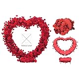 Fabric Cloth Base Dark Red & Red Artificial Flower Arrangement Decorative Heart Shape Wedding Arch Backdrop Marriage Proposal Outdoor Party Event Decoration (Without Stand)