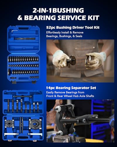 Orion Motor Tech 2 in 1 Bushing Driver Tool & Bearing Press Kit, Complete Bushing & Bearing Service Kit with 2
