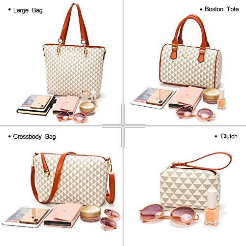 Image of 2E-youth Damen Geldbrsen und Handtaschen Set Tragetasche, Umhngetasche, 5e-triangle-beige, L