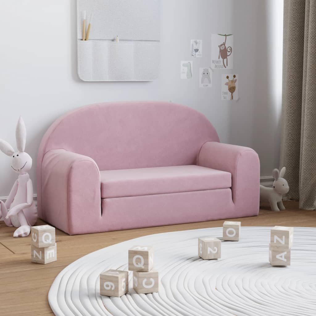 Kinderslaapbank 2-zits zacht pluche antracietkleurig vanaf € 66,99