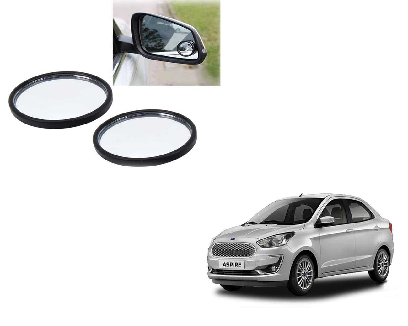 ABS AUTO TREND 3R Flexible Blind Spot Mirror Round Shape Convex Side Rear View Mirror for Ford Aspire