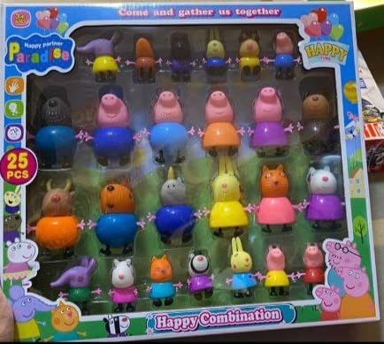 Image of Invite Enterprise Papa Pig Family Set of 25 Best Gift for Kids - Pig | George | Daddy Pig | Mommy Pig | Granny Pig | Grandpa Pig | Many More Soft Rubber face (25 Set Pepa Family Set)