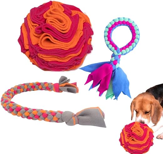 For the love of Dog 3-in-1 Toy Bundle for Heavy Chewers | Sniffer Ball + Long Tug + Tug O Loop | for Indoor Play &amp; Mental ...