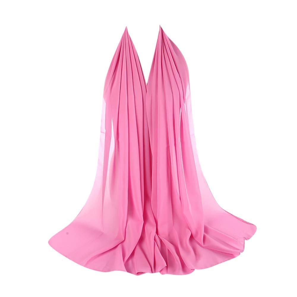 ZAR FASHIONS 175X80 Maxi *Chiffon* Premium Quality Plain Scarf Hijab Sarong Showl Large Silk (Pink)