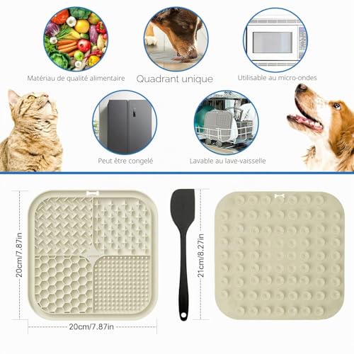 Lesipee Lot de 2 tapis à lécher pour chiens et chats - Jouet apaisant pour soulager l'anxiété - Passe au lave-vaisselle - Pour le beurre, le yaourt, les cacahuètes, le bain, le toilettage – vue 2