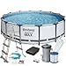 Produktbild Bestway Steel Pro Max 427x107 cm, stabiler Frame Pool rund im Komplett Set, inklusive Filterpumpe, Sicherheitsleiter und PVC-Abdeckplane