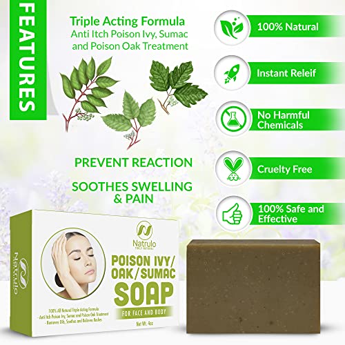 Image of Poison Ivy Soap Bar - All Natural Poison Ivy Relief - Anti-Itch Skin Cleanser Bar for Poison Ivy, Poison Oak & Sumac - Removes Oils, Soothes & Relieves Rashes - 4 oz Bar Made in USA