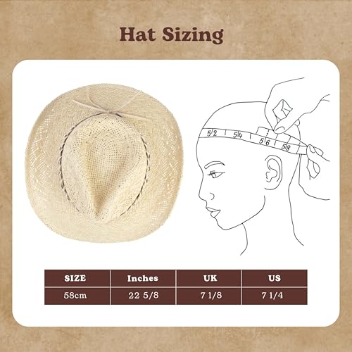 Image of Straw Cowboy Hats Cowgirl Hat Western Cowboy Hat Rancher Hat for Men Women, Exquisite Decoration Band