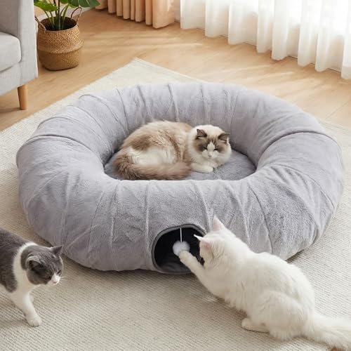 Extra Large Cat Tunnel, 47.2in Multi-Cat Family Big Cat Tunnel for Cats, Long...