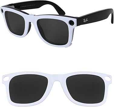 Polarized External Mount Clip-on Sunglasses for Ray-Ban Meta Wayfarer RW4008 & Gen 2 RW4012 Large 53-22 for Men Women UV Protection-Black