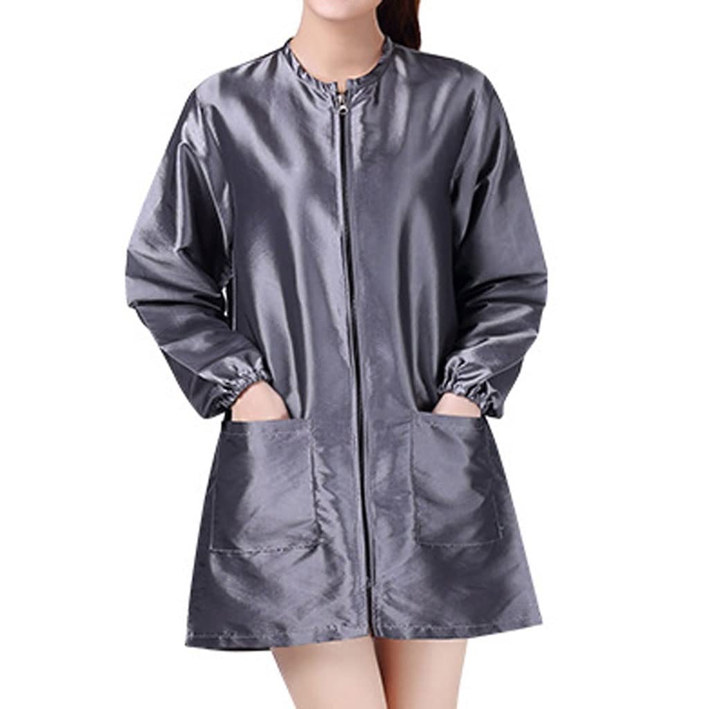 Hairdressing Long Sleeve Apron Solid Colors Hair Cutting Cape Salon Smock Overalls Cloth Gown Wrap Waterproof(E,M)