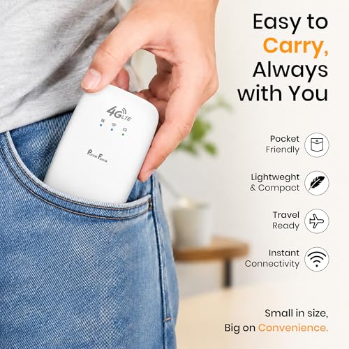 Image of PunnkFunnk 4G LTE Portable WiFi Hotspot Device, 2100Mah Rechargeable Battery, SIM Card Supported 150Mbps Wireless Hotspot, High-Speed Device, Multi-Device Connectivity (White)