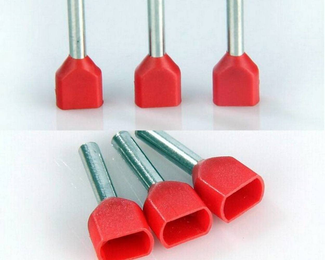 TE10-14 Terminator 2 X 8 AWG Red Twin Dual Entry Wire Bootlace Ferrules for 2 X 10.0mm2 14.0mm Pin Length