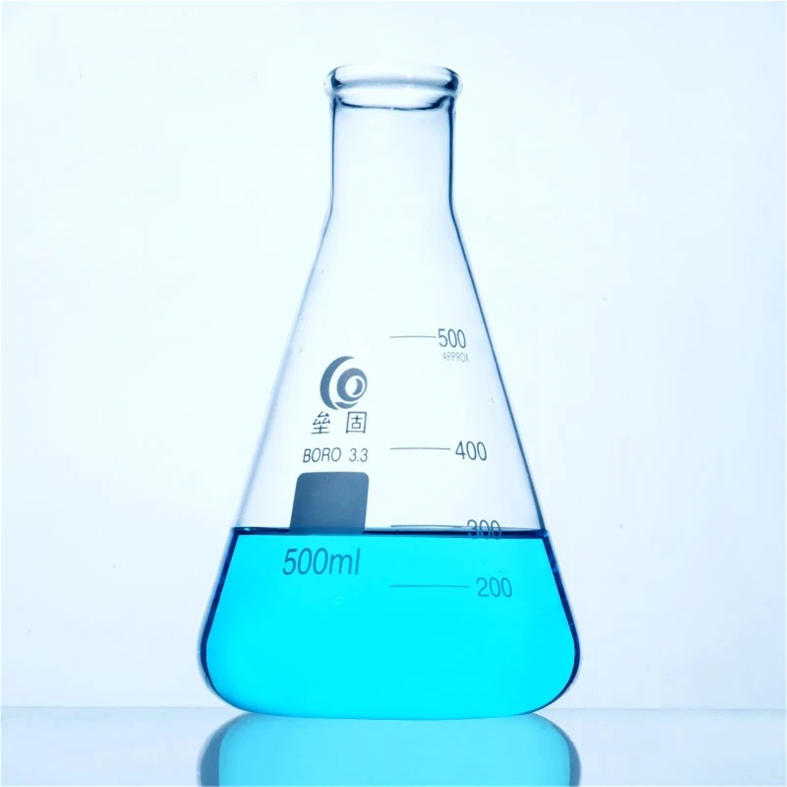 matraz de fondo redondo， Matraz cónico de vidrio de borosilicato (paquete de 2, 50-1000 ml) Equipo de laboratorio(500mL)