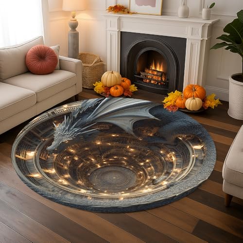Tapete redondo con efecto 3D dragón personalizado 5' miniatura 3